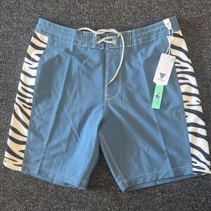 VISSLA hitch hiker Teal Board Shorts with Zebra Accents